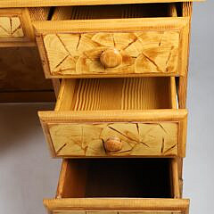 English Style “Vinegar” Grain Painted Knee-Hole Desk