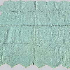 Vintage American Green and White Grandmother’s Flower Garden Patchwork Quilt
