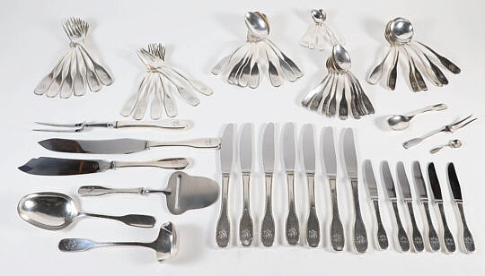 68 Piece Set of Hans Hansen Sterling Silver Flatware in the "Susanne" Pattern