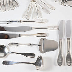 Hans Hansen Sterling Silver Flatware in the “Susanne” Pattern, 68 Pieces