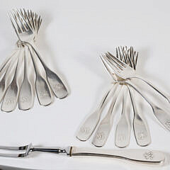 Hans Hansen Sterling Silver Flatware in the “Susanne” Pattern, 68 Pieces