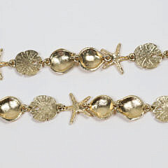 14k Yellow Gold “Sand Dollars, Starfish, and Scallop  Shells” Necklace Designed by The Golden Basket, Nantucket