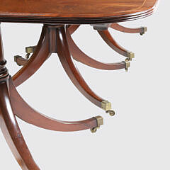Antique English Cross Banded Mahogany Triple Pedestal Dining Table, 19th Century