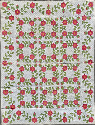 Antique Wedding Floral Applique Quilt