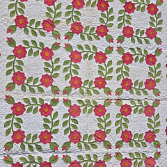 Antique American Wedding Floral Applique Quilt