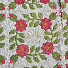 Antique American Wedding Floral Applique Quilt