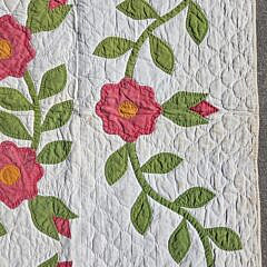 Antique American Wedding Floral Applique Quilt
