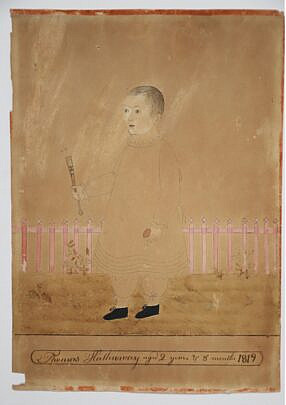 Sally Gardner Watercolor on Paper "Portrait of Thomas Hathaway Aged 2 Years & 8 Months, 1819