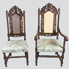 Pair of Renaissance Revival Carved Wood Chairs