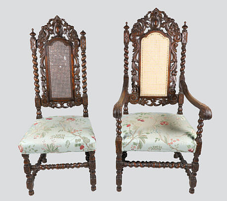 Pair of Renaissance Revival Carved Wood Chairs