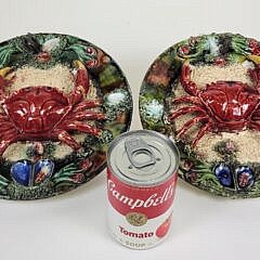 Pair of Antique Portuguese Palissy Ware Majolica Crab Plates