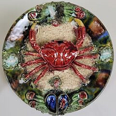 Pair of Antique Portuguese Palissy Ware Majolica Crab Plates