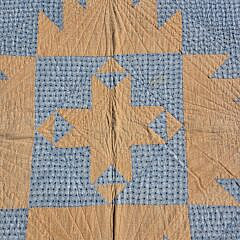 Antique American Blue and Orange Saw Tooth Diamond Patchwork Quilt