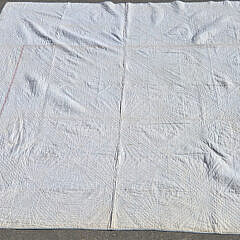 Antique American Blue and Orange Saw Tooth Diamond Patchwork Quilt