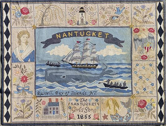 Hooked Rug "Nantucket, the Nantucket Girls Song, 1855"