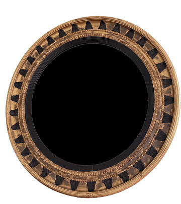 Regency Style Gilt and Ebonized Wood Convex Mirror