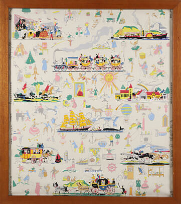 Tony Sarg Framed Wall Paper Fragment