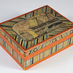 Tony Sarg Whaling Scene Paper Wrapped Box with Stamp