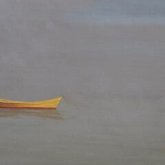 Robert Stark Jr. (1933-1978) Oil on Board “Lone Dory on Calm Waters”