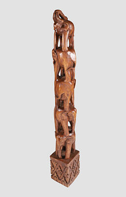 Anglo-Indian Carved Elephants Sculpture