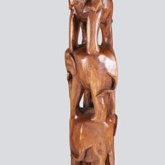 Anglo-Indian Carved Wood Elephants Sculpture