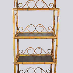 Bamboo Four-Tier Bookshelf with Scrolled Embellishments