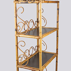 Bamboo Four-Tier Bookshelf with Scrolled Embellishments
