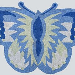 Decorated Butterfly Form Hooked Rug Mat