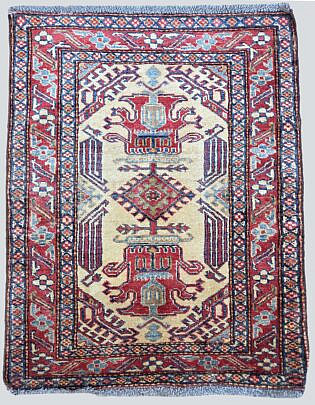 Hand Knotted Kazak Scatter Rug