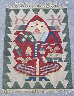 Fine Turkish Kilim Flat Weave Santa Clause Rug