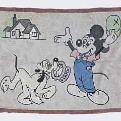 Vintage Mickey Mouse and Pluto DisnetyHooked Rug