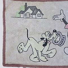 Vintage Mickey Mouse and Pluto Disney Hooked Rug