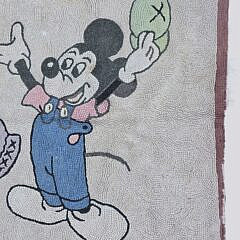 Vintage Mickey Mouse and Pluto Disney Hooked Rug