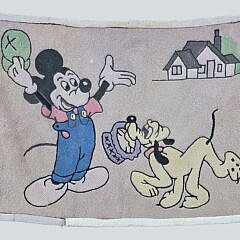 Vintage Mickey Mouse and Pluto Disney Hooked Rug