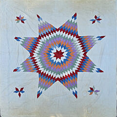 Antique American Lone Star Patchwork Quilt