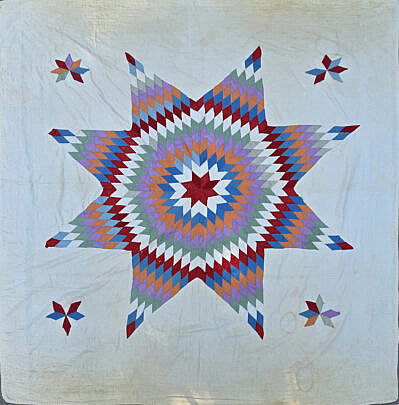 Antique American Lone Star Patchwork Quilt