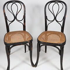 Pair of Bentwood Cane Seat Side Chairs