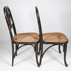 Pair of Bentwood Cane Seat Side Chairs