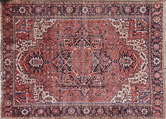 Vintage Persian Hand Knotted Wool Heriz Carpet, circa 1940s