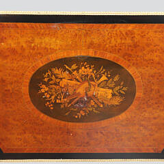 Antique French Napoleon III Style Marquetry Drop Side One Drawer Table, 19th Century