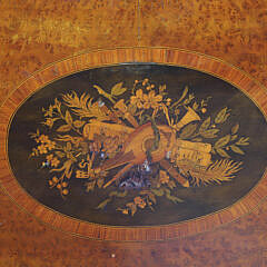 Antique French Napoleon III Style Marquetry Drop Side One Drawer Table, 19th Century