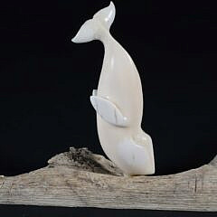 Inuit Carved Breaching Whale on Bone