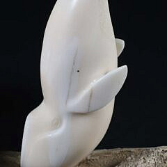 Inuit Carved Breaching Whale on Bone