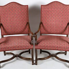 Pair of Upholstered High-Back Open Armchairs