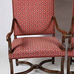 Pair of Upholstered High-Back Open Armchairs