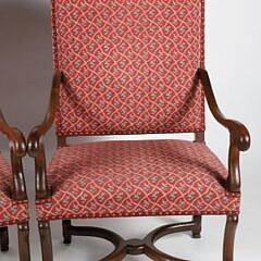 Pair of Upholstered High-Back Open Armchairs