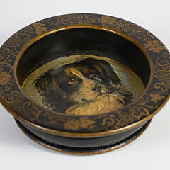 Painted Spaniel Dog Portrait Wine Coaster, 19th Century