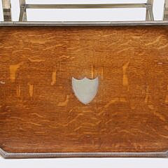 Sheffield Silver Plated and Oak Gallery Tray on Custom Silver Plated Stand