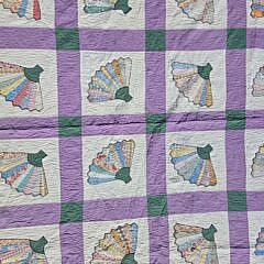 Vintage American Fan Patch Work Quilt, circa 1930s