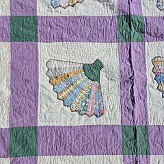 Vintage American Fan Patch Work Quilt, circa 1930s